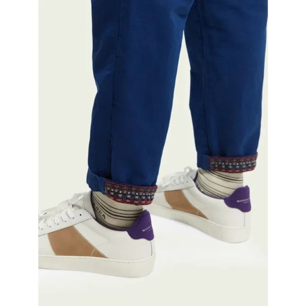 NWT Scotch & Soda Fave Men Blue Linen Cotton Garment Dye Chino Pants